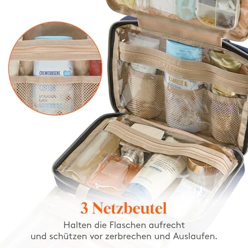 51nkg32fdcl. ac .jpg Lifewit Reise Kulturbeutel Damen zum Aufhängen mit Organizer Funktion Groß Pink Recycled Claim Standard 100