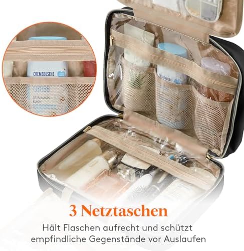 51ofkd1bt3l. ac .jpg Lifewit Reise Kulturbeutel Damen zum Aufhängen mit Organizer Funktion Groß Pink Recycled Claim Standard 100