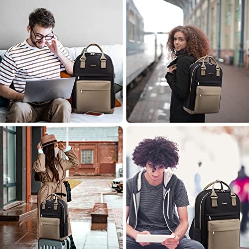 51ogcdrgtql. ac .jpg Laptop Schulrucksack LOVEVOOK Damen Wasserabweisend Eleganter Schultasche für Schule Uni Reise Khaki Beige