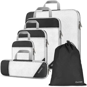 Gonex Compression Packing Cube | Robust & Langlebig | Verpackungswürfel | Kleidertasche | Koffer-Organizer | Schwarz | O