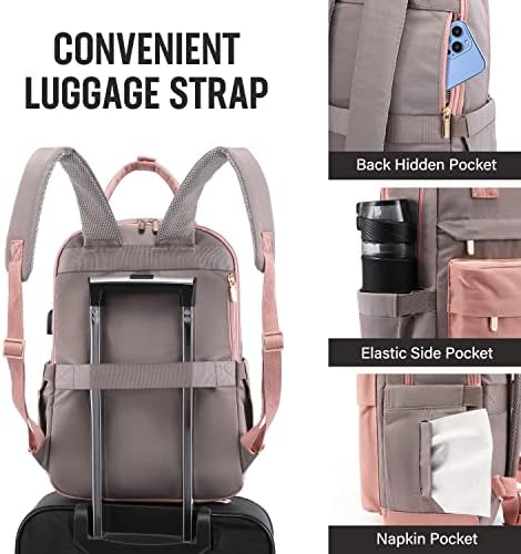51osenxtr1l. ac .jpg Laptop Schulrucksack LOVEVOOK Damen Wasserabweisend Eleganter Schultasche für Schule Uni Reise Khaki Beige