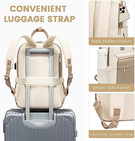51ovh49qprl. ac .jpg Laptop Schulrucksack LOVEVOOK Damen Wasserabweisend Eleganter Schultasche für Schule Uni Reise Khaki Beige