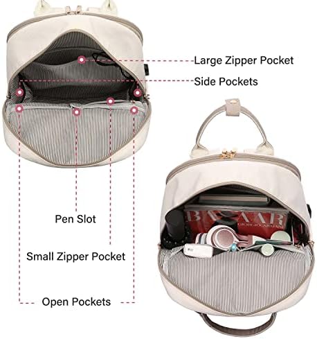 51puvbybcil. ac .jpg Laptop Schulrucksack LOVEVOOK Damen Wasserabweisend Eleganter Schultasche für Schule Uni Reise Khaki Beige