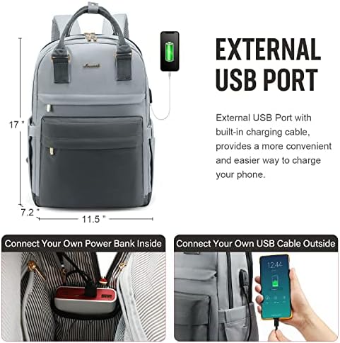 51pdpaaq3wl. ac .jpg Laptop Schulrucksack LOVEVOOK Damen Wasserabweisend Eleganter Schultasche für Schule Uni Reise Khaki Beige