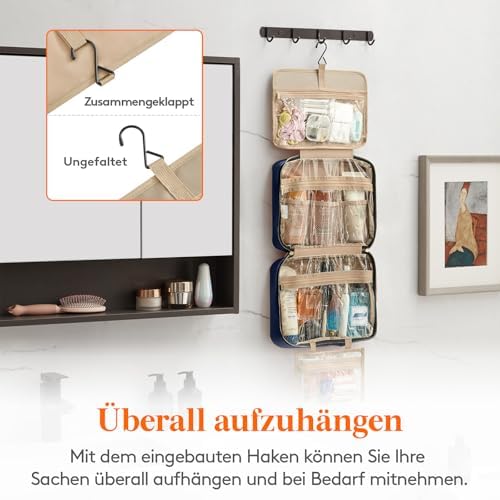 51q1xzsnw1l. ac .jpg Lifewit Reise Kulturbeutel Damen zum Aufhängen mit Organizer Funktion Groß Pink Recycled Claim Standard 100