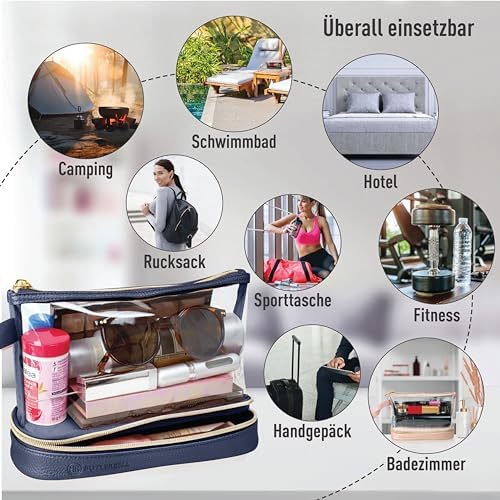 51qqbh1hofl. ac .jpg BUTLERBELL Transparenter Kulturbeutel | Bliktdicht | Reisegepäck-Damen & Herren (Schwarz) | Flüssigkeiten transportieren