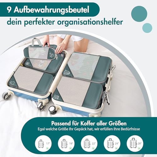 51r9ocnuanl. ac .jpg Vonsera Koffer Organizer 10-teilig Wasserdicht Atmungsaktiv Reise Grau