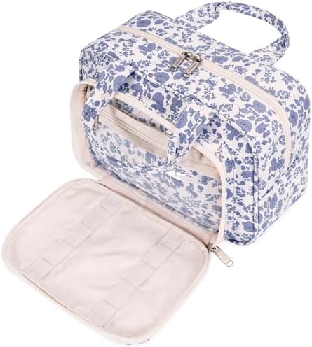 51rroha5n3l. ac .jpg Narwey Damen Waschtasche Groß & Kosmetiktasche für Herren & Kinder (Kleine Graublaue Blume)
