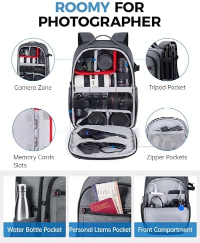 51s95fxewpl. ac 1.jpg **Bagsmart Kamerarucksack Wasserdicht zur fotografischen Reise für Fotografen** | **Bagsmart Spiegelreflex Kameratasche