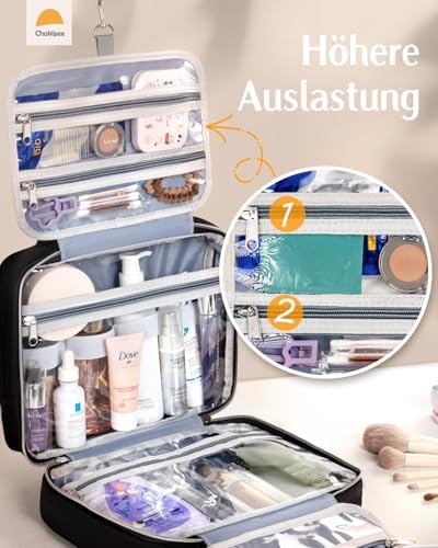 51sdus4dhol. ac .jpg Chakipee Wasserdichte Reisekulturbeutel zum Aufhängen für Damen – Leichte Waschtasche mit Klarfenster, Ideal für Make-up
