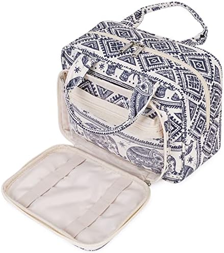 51sswwwpoql. ac .jpg Narwey Damen Waschtasche Groß & Kosmetiktasche für Herren & Kinder (Kleine Graublaue Blume)