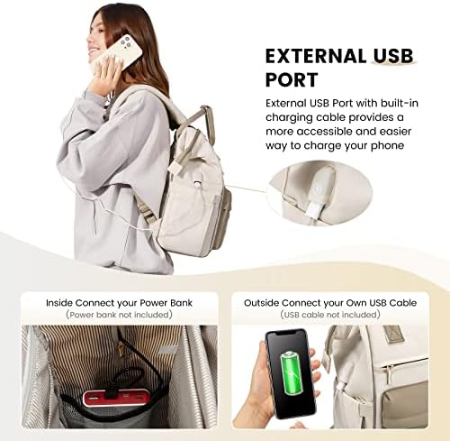 51stvk12wvl. ac .jpg LVOOK Rucksack Damen 15,6 Zoll Laptop Schulrucksack Wasserdicht mit USB & Laptopfach, ideal für Arbeit, Schule & Uni, Re