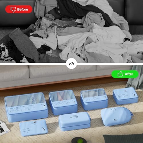 51tzhfiaiil. ac .jpg Reise Kleidertaschen Yomisee Packing Cubes Koffer Organizer Beige