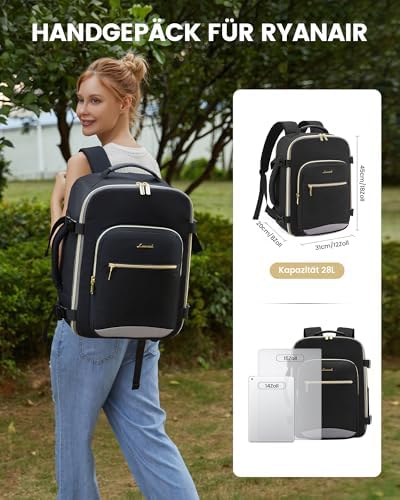 51ucnr1ktpl. ac .jpg LOVEVOOK Ryanair Handgepäck für Damen Herren | Carry On Tasche 40x30x20cm | Eurowings Wizz Cabine Richtung | Laptop Komp