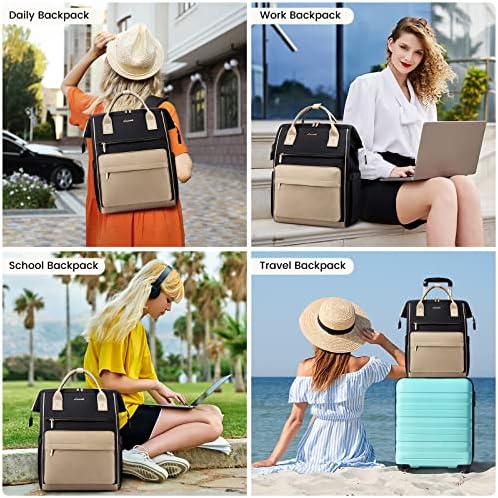 51umb2u9yjl. ac .jpg LVOOK Rucksack Damen 15,6 Zoll Laptop Schulrucksack Wasserdicht mit USB & Laptopfach, ideal für Arbeit, Schule & Uni, Re