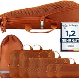 Travel Dude Packwürfel Set mit Kompression für Rucksack & Koffer | Leichte Packing Cubes aus recycelten Plastikflaschen