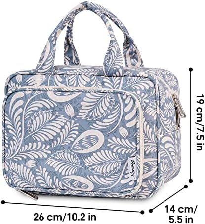 51uzakfcrvl. ac .jpg Narwey Damen Waschtasche Groß & Kosmetiktasche für Herren & Kinder (Kleine Graublaue Blume)
