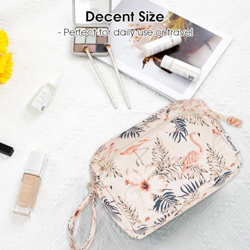 51v4hq0di2l. ac 1.jpg Narwey Minzgrün Kulturtasche Damen Reise Make-up-Tasche Weit Offene Tasche Kosmetiktasche