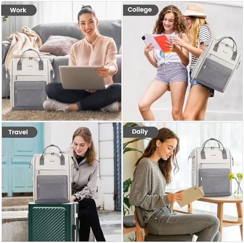 51vfywkbn7l. ac .jpg LVOOK Rucksack Damen 15,6 Zoll Laptop Schulrucksack Wasserdicht mit USB & Laptopfach, ideal für Arbeit, Schule & Uni, Re