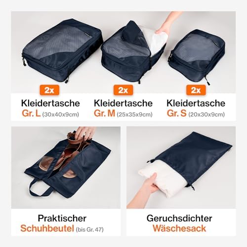51vlw2r36fl. ac .jpg Travely Kompression Packwürfel - 8-teiliges Set - Packwürfel für Reise und Rucksack - Kompressionsbeutel als Kofferorgan