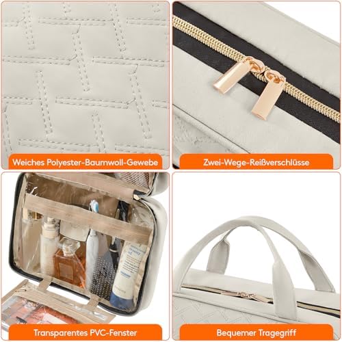 51vprc6ecll. ac .jpg Lifewit Reise Kulturbeutel Damen zum Aufhängen mit Organizer Funktion Groß Pink Recycled Claim Standard 100