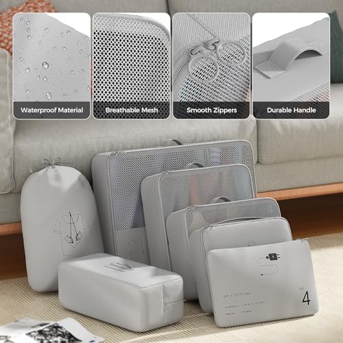 51wt5d9h8fl. ac .jpg Reise Kleidertaschen Yomisee Packing Cubes Koffer Organizer Beige