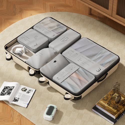 51wwmbk5cgl. ac .jpg Reise Kleidertaschen Yomisee Packing Cubes Koffer Organizer Beige