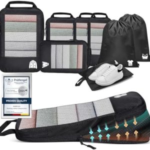 Samfolk 8-teilige Compression-PackwüRfel, Koffer Organizer für Reise, Schwarz