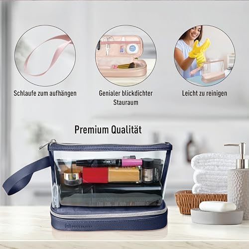 51xlapnaqkl. ac .jpg BUTLERBELL Transparenter Kulturbeutel | Bliktdicht | Reisegepäck-Damen & Herren (Schwarz) | Flüssigkeiten transportieren