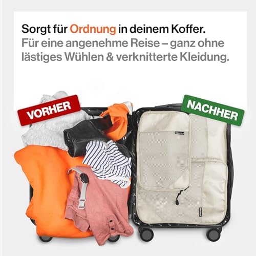 51yizwdxa5l. ac .jpg Travely Kompression Packwürfel - 8-teiliges Set - Packwürfel für Reise und Rucksack - Kompressionsbeutel als Kofferorgan
