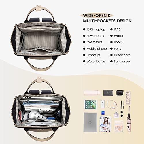 51z4c3vbpjl. ac .jpg LVOOK Rucksack Damen 15,6 Zoll Laptop Schulrucksack Wasserdicht mit USB & Laptopfach, ideal für Arbeit, Schule & Uni, Re