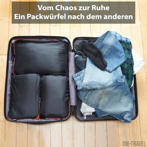 51agjeqnd4l. ac .jpg OW-Travel Koffer Kompression Packwürfel für Reiseurlaub und Business Reisen. 4stückiger Koffer Organizer. Reisetasche Ko