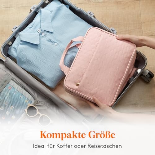 51aa8i2fsl. ac .jpg Lifewit Reise Kulturbeutel Damen zum Aufhängen mit Organizer Funktion Groß Pink Recycled Claim Standard 100