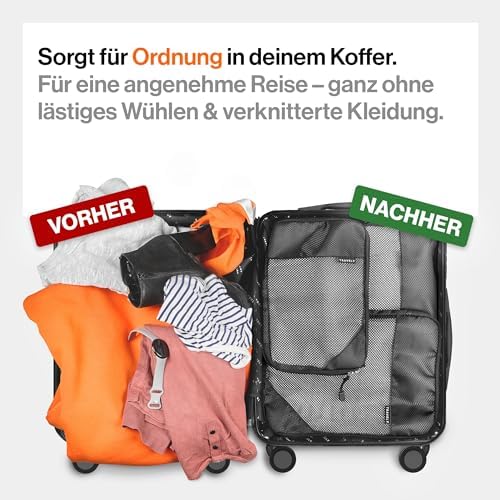 51aad57kxfl. ac .jpg Travely Kompression Packwürfel - 8-teiliges Set - Packwürfel für Reise und Rucksack - Kompressionsbeutel als Kofferorgan