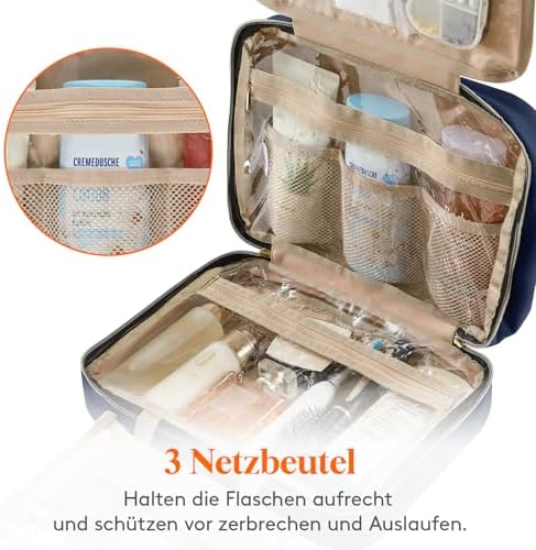 51axszodml. ac .jpg Lifewit Reise Kulturbeutel Damen zum Aufhängen mit Organizer Funktion Groß Pink Recycled Claim Standard 100