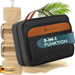 Reisefein Kulturtasche Damen Groß – Praktische Kosmetiktasche für Reise & Ordnung – 3-in-1 Kulturbeutel mit 4 Fächern &
