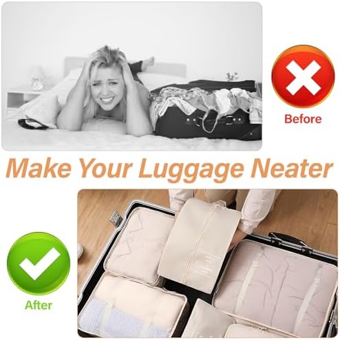 51c1intsj4l. ac .jpg Gowkeey Koffer Organizer Set, 10 Stück Packing Cubيلde, Packwürfel, Reise Gadgets, Kleidertaschen, Schuhbeutel und Kosme