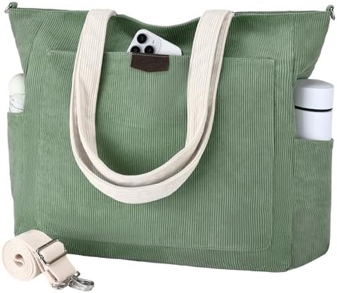 51c5i03 6dl. ac .jpg Chase Chic Cord Tasche Große Shopper Tasche Damen Laptoptasche Handtasche für Arbeit und Schule mit Riemen