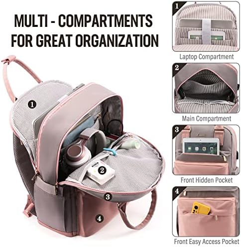 51cyt3nokjl. ac .jpg Laptop Schulrucksack LOVEVOOK Damen Wasserabweisend Eleganter Schultasche für Schule Uni Reise Khaki Beige