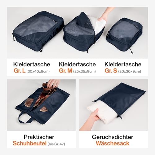 51d7 229yol. ac .jpg Travely Kompression Packwürfel - 8-teiliges Set - Packwürfel für Reise und Rucksack - Kompressionsbeutel als Kofferorgan