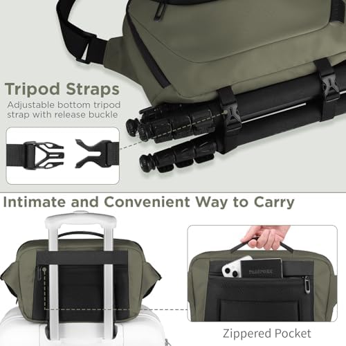 51drfsjo0ll. ac .jpg DSLR Kameratasche wasserdicht mit Stativhalterung Umhängetasche für Fotografen (Schwarz)