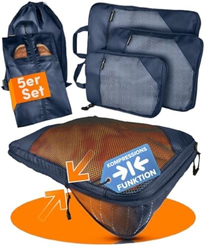 51ecfvzlml. ac .jpg Travely Kompression Packwürfel - 8-teiliges Set - Packwürfel für Reise und Rucksack - Kompressionsbeutel als Kofferorgan