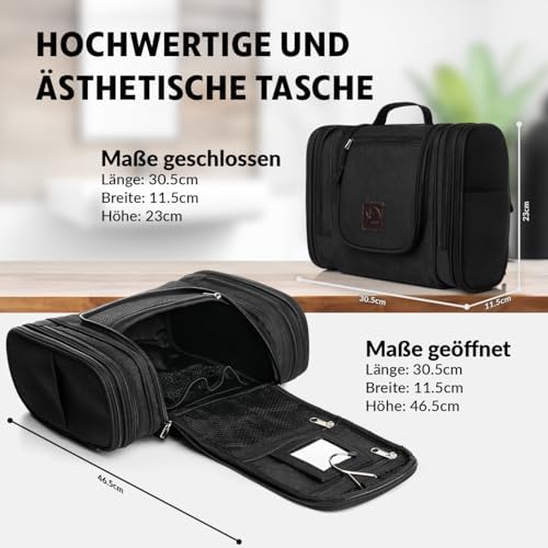 51flmgpdgzl. ac 1.jpg Obics Kulturbeutel Gross grau 8L XL - für Herren & Damen - zum Aufhängen & mit Spiegel - 10 Fächer - ideal für Camping &