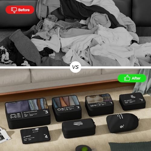 51g6fmkgjyl. ac .jpg Reise Kleidertaschen Yomisee Packing Cubes Koffer Organizer Beige