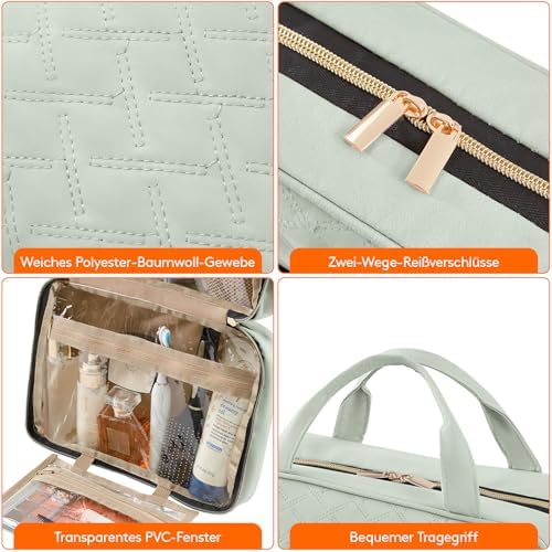 51gekzzrs6l. ac .jpg Lifewit Reise Kulturbeutel Damen zum Aufhängen mit Organizer Funktion Groß Pink Recycled Claim Standard 100