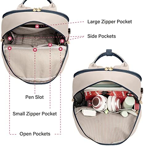 51gk8hbbh5l. ac .jpg Laptop Schulrucksack LOVEVOOK Damen Wasserabweisend Eleganter Schultasche für Schule Uni Reise Khaki Beige