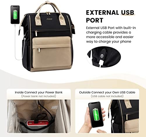 51guwndvsl. ac .jpg LVOOK Rucksack Damen 15,6 Zoll Laptop Schulrucksack Wasserdicht mit USB & Laptopfach, ideal für Arbeit, Schule & Uni, Re