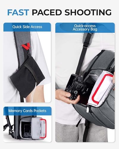 51hkn7koptl. ac .jpg BagSmart Kamerarucksack Wasserdicht für Fotografen, 15,6-Zoll Laptopfach, Schwarz