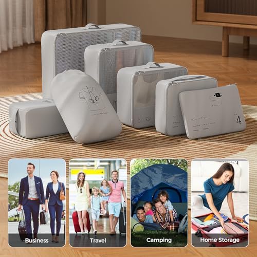 51ierswqwwl. ac .jpg Reise Kleidertaschen Yomisee Packing Cubes Koffer Organizer Beige