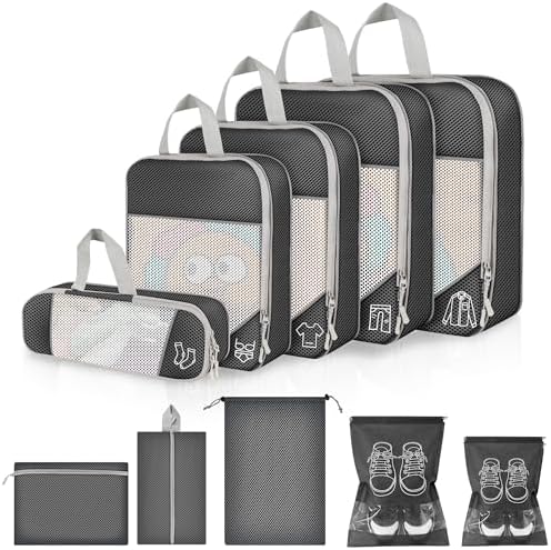 51irexjgfhl. ac .jpg Vonsera Koffer Organizer 10-teilig Wasserdicht Atmungsaktiv Reise Grau